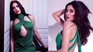 Janhvi Kapoor's Marc Bouwer green cut-out gown proves she is the ultimate bombshell queen
